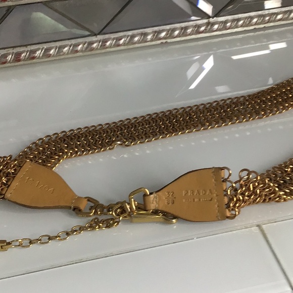 Vintage 90s Prada Gold Chain Link Belt - Picture 6 of 7